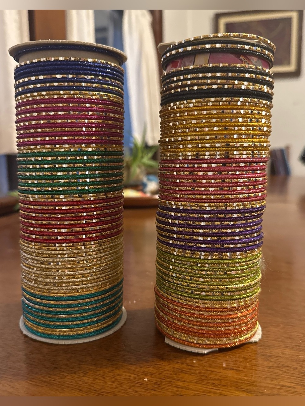 Lot of 2 Multi-Color Traditional Indian Glass Bangle Master Sets